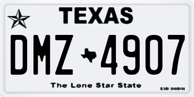 TX license plate DMZ4907