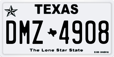 TX license plate DMZ4908