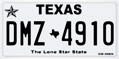 TX license plate DMZ4910