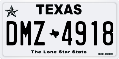 TX license plate DMZ4918