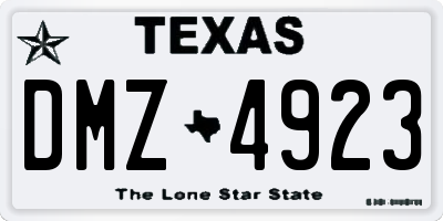 TX license plate DMZ4923