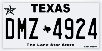 TX license plate DMZ4924