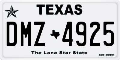 TX license plate DMZ4925