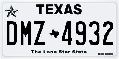 TX license plate DMZ4932