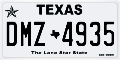 TX license plate DMZ4935