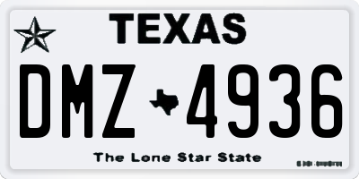 TX license plate DMZ4936