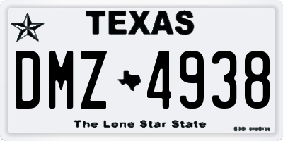 TX license plate DMZ4938