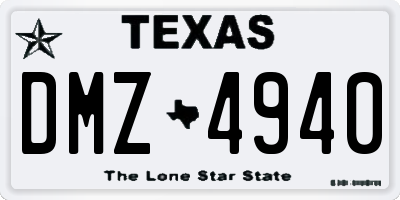 TX license plate DMZ4940