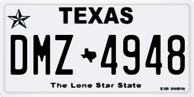 TX license plate DMZ4948