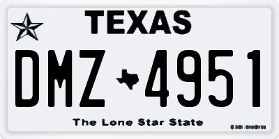 TX license plate DMZ4951