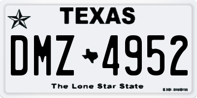 TX license plate DMZ4952