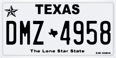 TX license plate DMZ4958