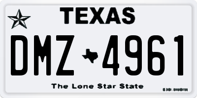 TX license plate DMZ4961