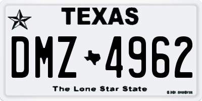 TX license plate DMZ4962