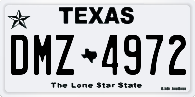 TX license plate DMZ4972