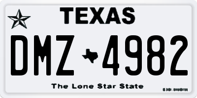 TX license plate DMZ4982