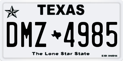 TX license plate DMZ4985