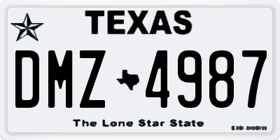 TX license plate DMZ4987