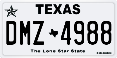 TX license plate DMZ4988