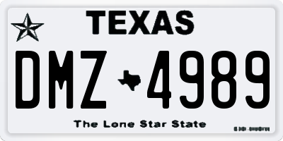 TX license plate DMZ4989