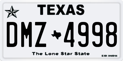 TX license plate DMZ4998