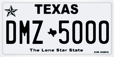 TX license plate DMZ5000