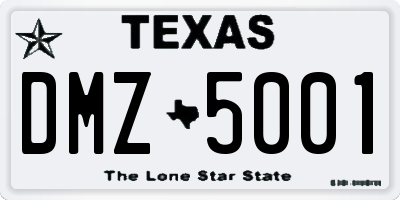 TX license plate DMZ5001