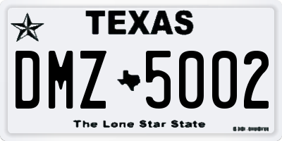 TX license plate DMZ5002