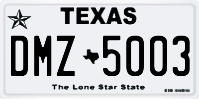 TX license plate DMZ5003