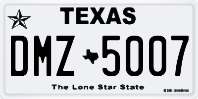 TX license plate DMZ5007