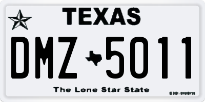 TX license plate DMZ5011