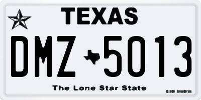 TX license plate DMZ5013