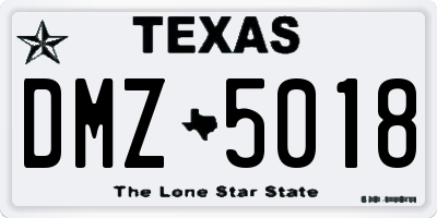 TX license plate DMZ5018