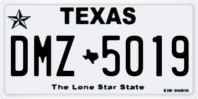 TX license plate DMZ5019