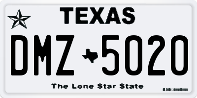 TX license plate DMZ5020