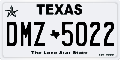 TX license plate DMZ5022