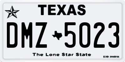 TX license plate DMZ5023