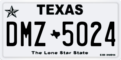 TX license plate DMZ5024