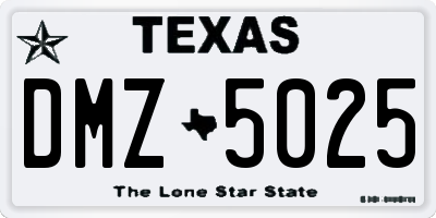 TX license plate DMZ5025