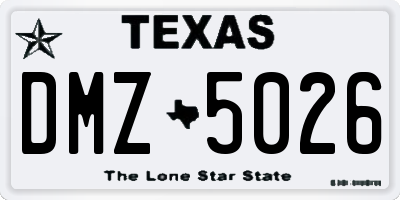 TX license plate DMZ5026