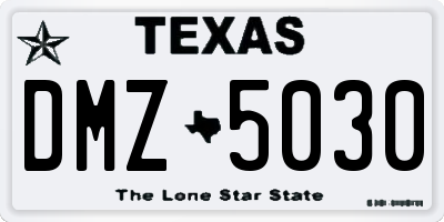 TX license plate DMZ5030