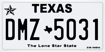 TX license plate DMZ5031