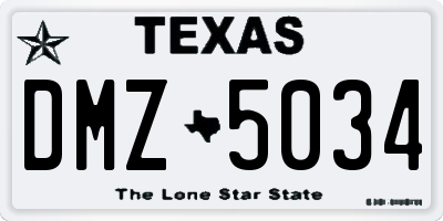 TX license plate DMZ5034