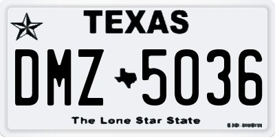 TX license plate DMZ5036