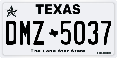 TX license plate DMZ5037