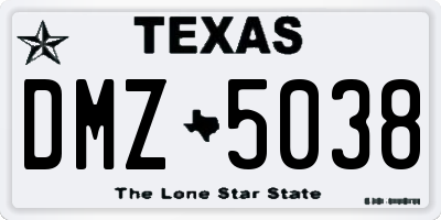 TX license plate DMZ5038