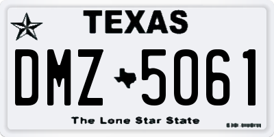 TX license plate DMZ5061