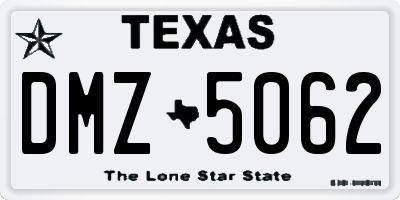 TX license plate DMZ5062