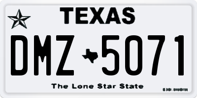 TX license plate DMZ5071