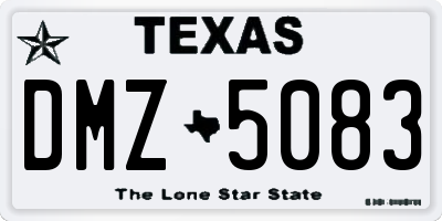 TX license plate DMZ5083